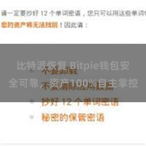 比特派恢复 Bitpie钱包安全可靠，资产100%自主掌控