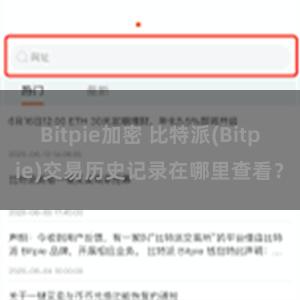 Bitpie加密 比特派(Bitpie)交易历史记录在哪里查看？