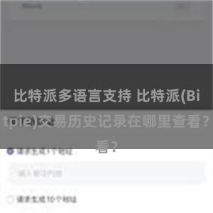 比特派多语言支持 比特派(Bitpie)交易历史记录在哪里查看？