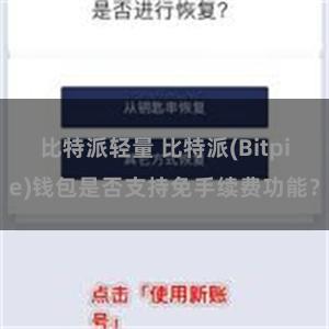 比特派轻量 比特派(Bitpie)钱包是否支持免手续费功能？